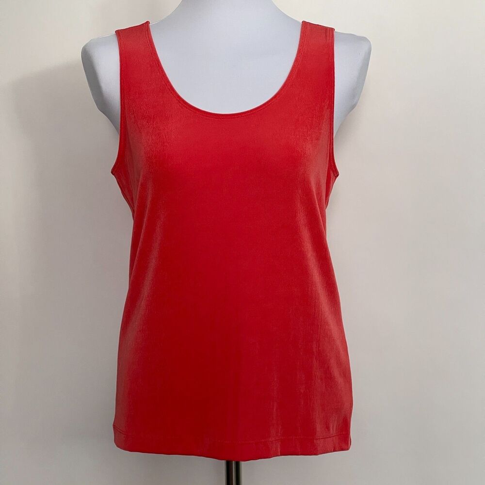 Additions by Chico's Tank Top Size 2 Large 12 Orange Island Coral Sleeveless NWT